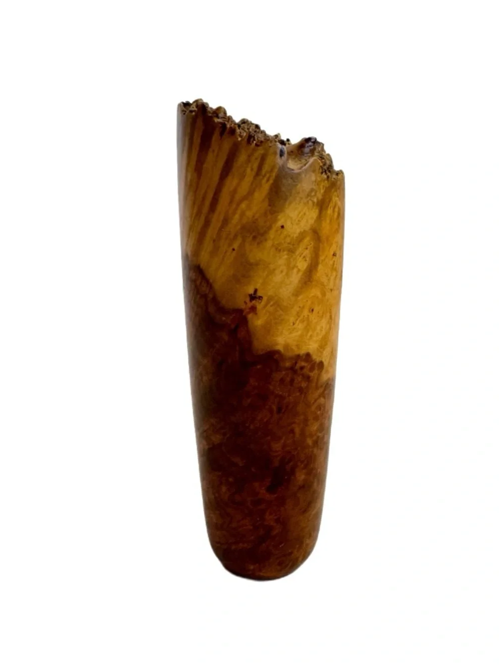 Amboyna Burl Wood Vase Natural Edge Flower Vase Artisan Crafted Sculpture Decor